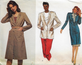 80s Womens Button Front Jacket in 3 Lengths Vogue Sewing Pattern 7681 Size 14 Bust 36 FF