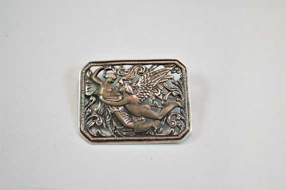 Antique 925 Silver Art Nouveau Brooch Jacob Wrest… - image 2