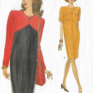 90s Womens Pullover Dress Shift Dress Contrast Bodice Vogue Sewing Pattern 8478 Size 20 22 24 Bust 42 44 46 FF