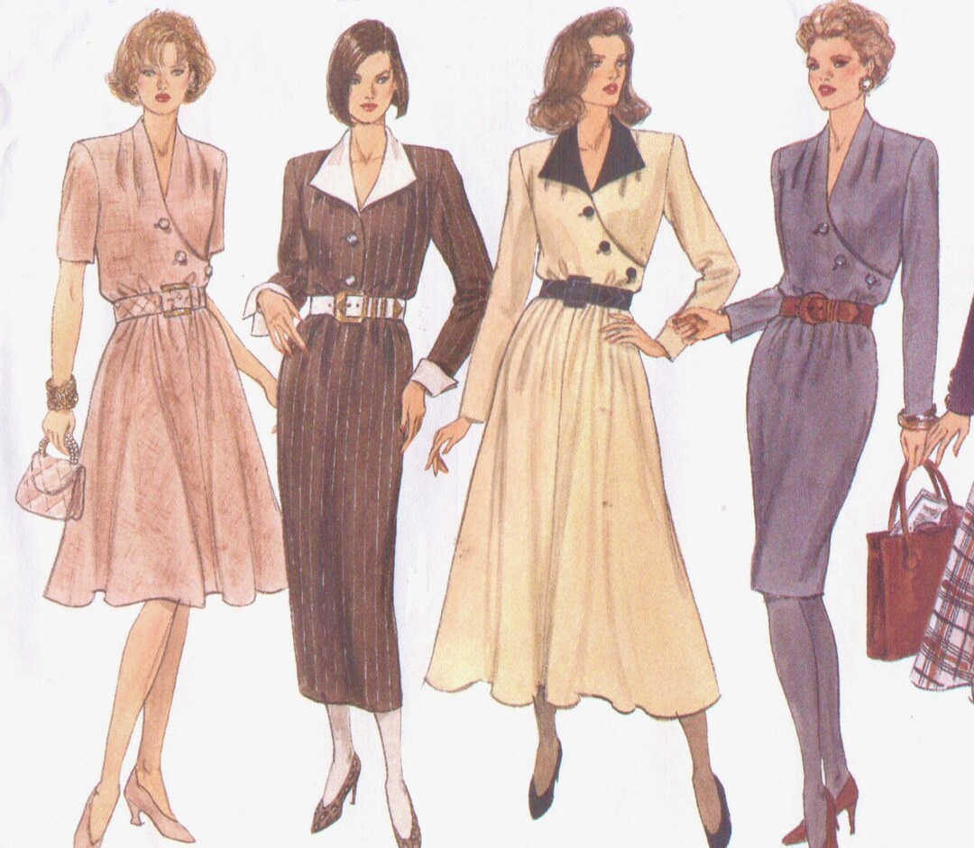 90s Dress With Asymmetrical Bodice Vogue Sewing Pattern 1190 Size 12 14 16  FF - Etsy