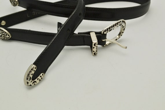 Vintage 1995 Black and Silver Brighton Belt With Heart Motif  display picture 3