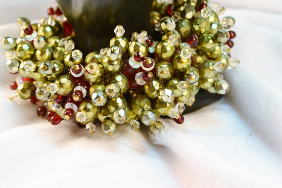 1960s Vintage Gold & Red Beaded Cha Cha Expansion… - image 2