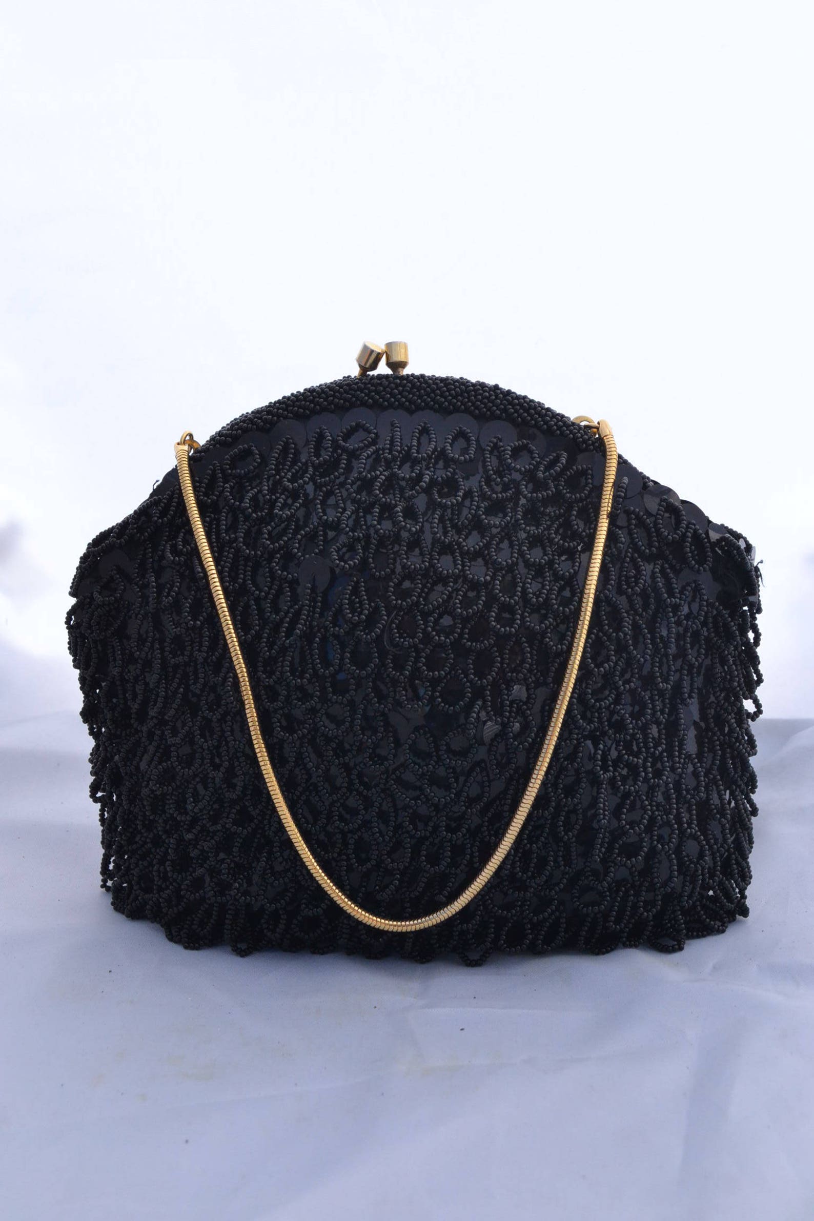 Vintage 1960s Sharonee Beaded Black Evening Handbag | Etsy