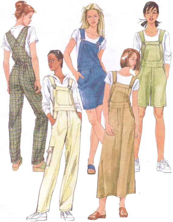 90s McCalls Sewing Pattern 2244 Womens Overalls and Jumper in | Etsy