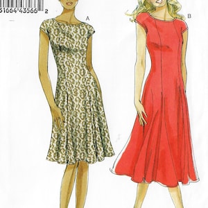Womens Princess Seam Fit and Flare Dress 2 Lengths OOP Vogue Sewing Pattern V8665  Size 16 18 20 22 24 Bust 38 to 46 FF