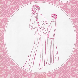 70s Asian Style Jacket & Pants Patterns Pacifica 1037 Size 14 FF