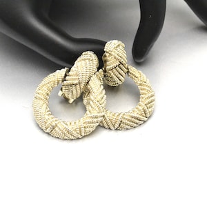 Vintage Door Knocker Clip On Earrings Silver Tone Metal with Ornate Design