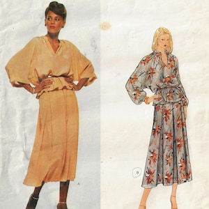 70s Renata Womens Boho Raglan Sleeve Tunic, Skirt & Sash Vogue Sewing Pattern 2106 Size 12 Bust 34