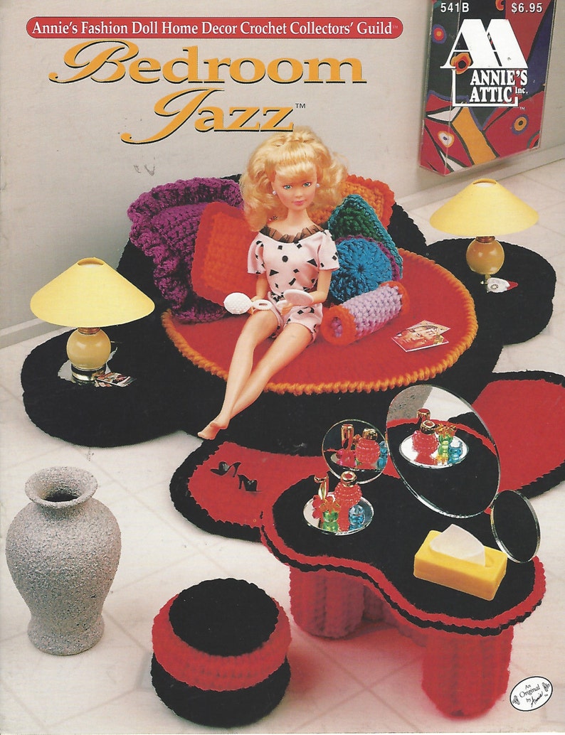 90s Bedroom Jazz Crochet Doll Furniture for Barbie and Doll Houses Annie/'s Fashion Doll Home Decor Crochet Collectors Guild 541B