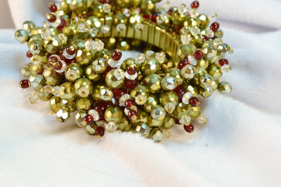 1960s Vintage Gold & Red Beaded Cha Cha Expansion… - image 8