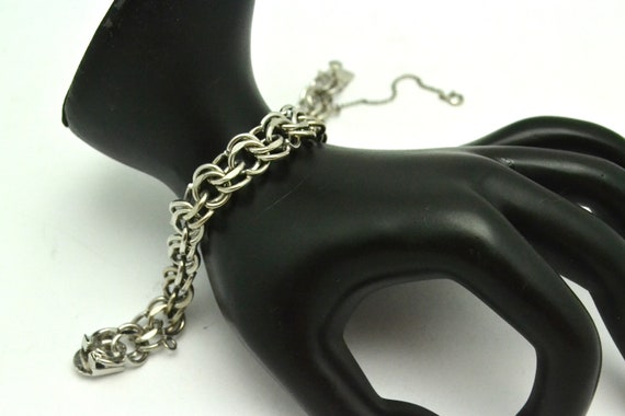 Vintage Jacob Bender Sterling Silver Charm Bracelet Double Links