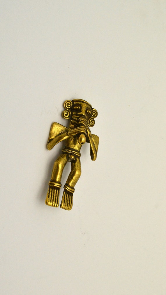 Vintage Alva Museum Brooch Mayan or Inca Man Playi