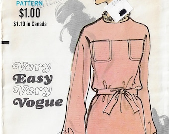 1960er Jahre One Piece Kleid Vogue Schnittmuster 7636 Größe 12 Büste 34 FF