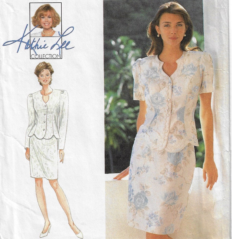 90s Simplicity Sewing Pattern 9613 Kathie Lee Womens Two Piece Dress or Jacket and Skirt Size 18 20 22 Bust 40 42 44 FF Vintage Patterns