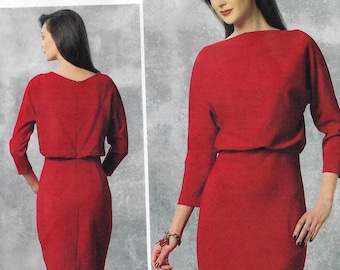 Badgley Mischka Womens Raised Neckline Blouson Dress Vogue Sewing Pattern V1460 Size 6 8 10 12 14 Bust 30 1/2 to 36 FF