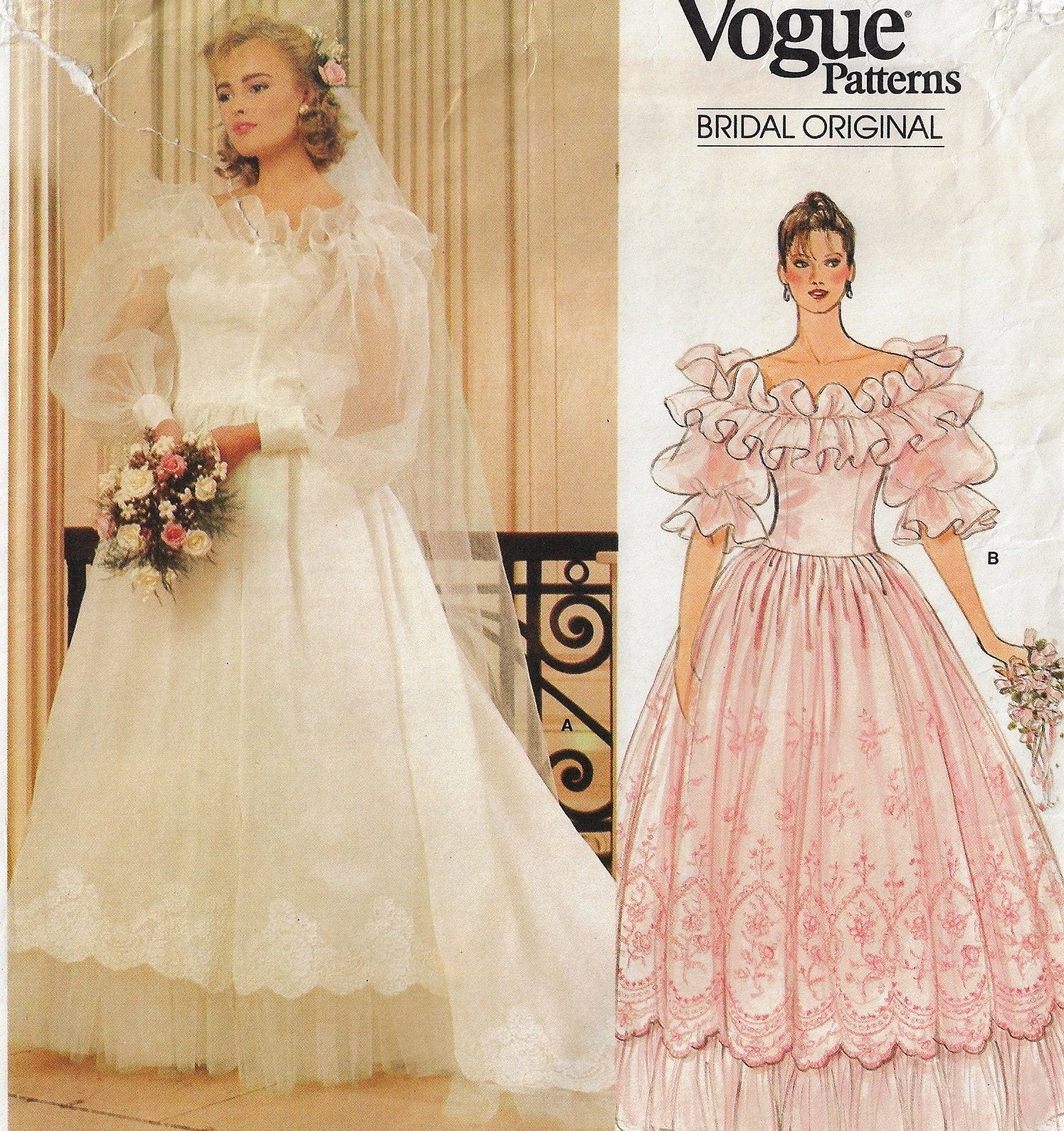 80s Womens Wedding Ballgown \u0026 Petticoat Vogue Sewing Pattern 1315 Size 10  Bust 32 1/2 FF Vogue Bridal Original - Etsy, image size:1495x1589