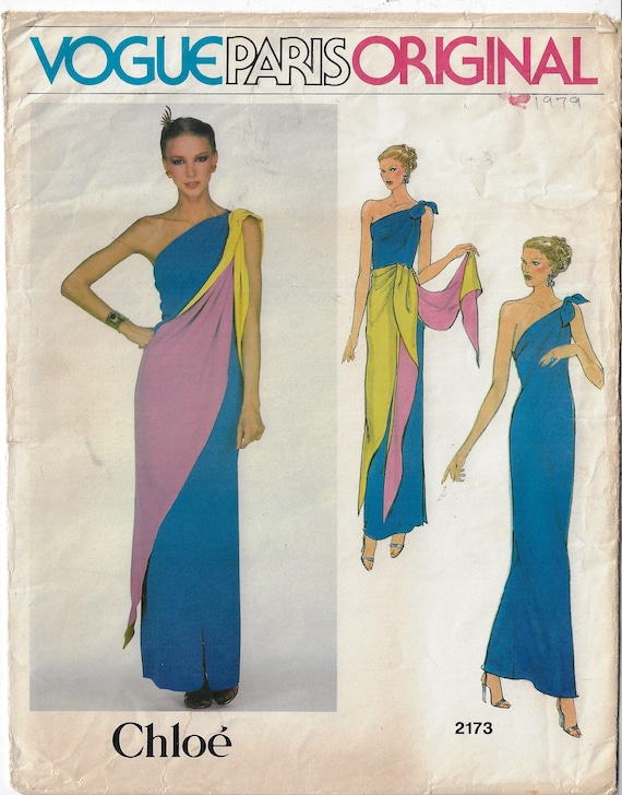 70s Chloe by Lagerfeld Womens Grecian Gown & Shawl Vogue Sewing