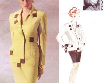 90s Myrene de Premonville Womens Jacket & Skirt Vogue Sewing Pattern 2955 Size 6 8 10 Bust 30 1/2 to 32 1/2 FF