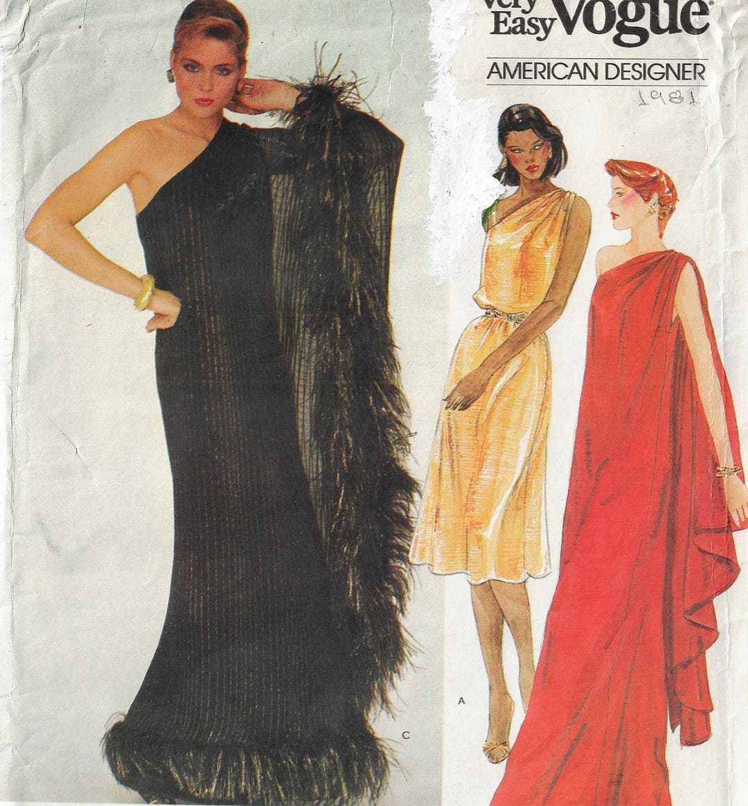 80s Edith Head Evening Gown & Capelet Vogue Sewing Pattern 2832 Size 8 ...