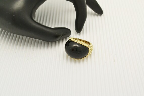 Stunning Onyx Dome Ring with Complete Rhinestone … - image 2