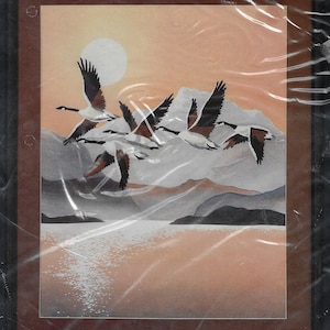 Geese in Flight Bucilla Stitchery Kit 49942 Crewel Embroidery Picture Perfect for Man Cave New in Package