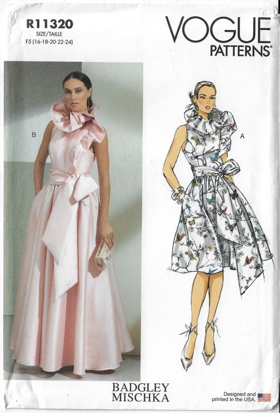 Badgley Mischka Special Occasion Dress & Sash Vogue Sewing Pattern