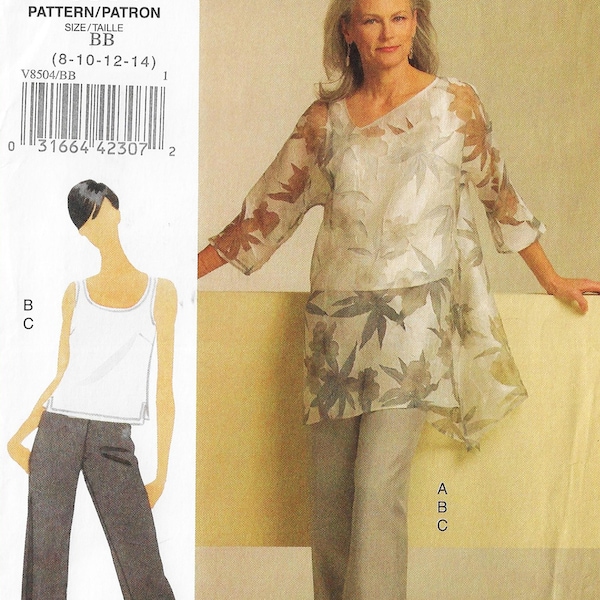 Kimono Sleeve Tunic, Top & Pants Vogue Sewing Pattern V8504 Size Size 8 10 12 14 FF