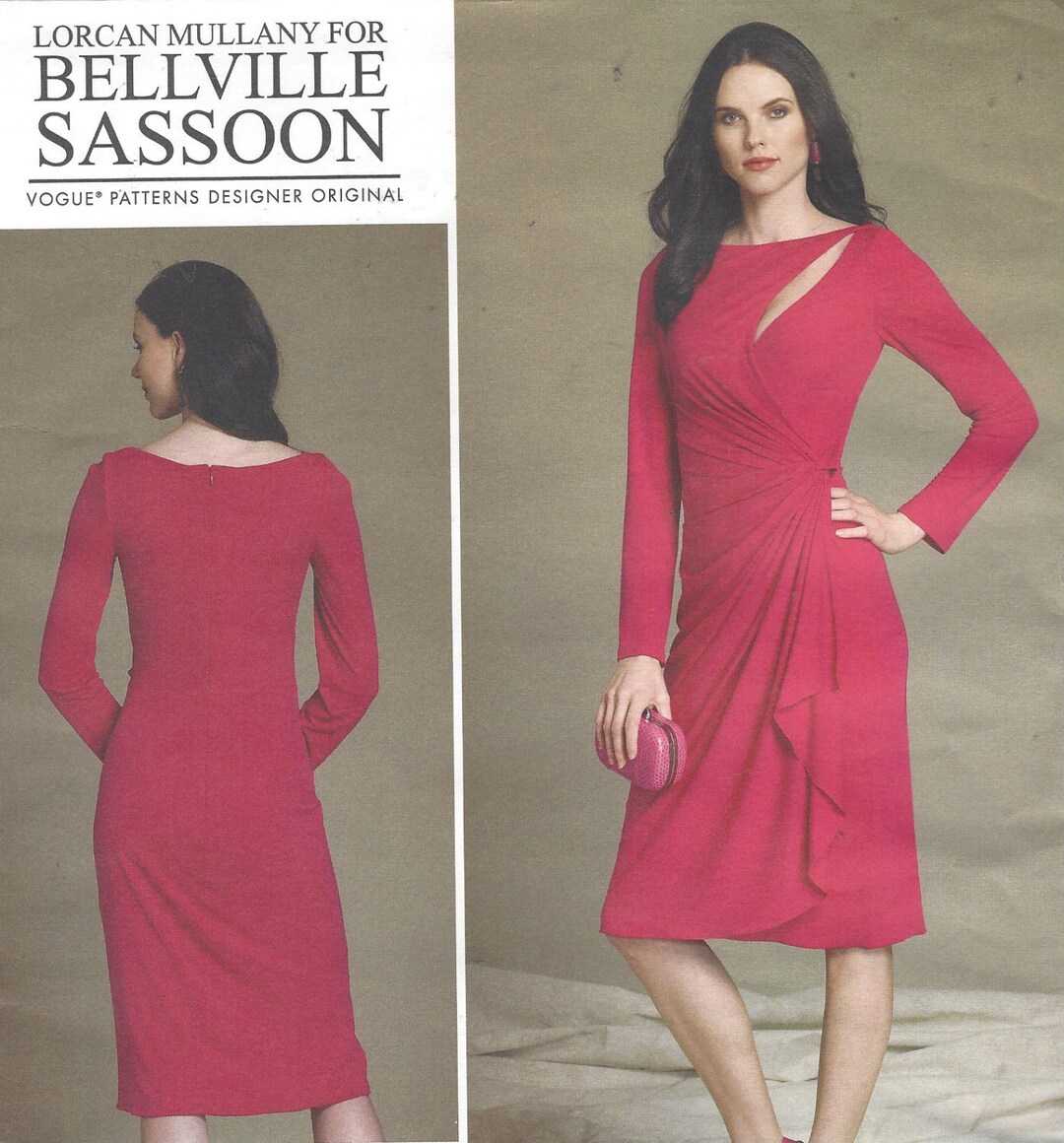 Bellville Sassoon Mock wrap Cutout Dress Stretch Knit Vogue Sewing 