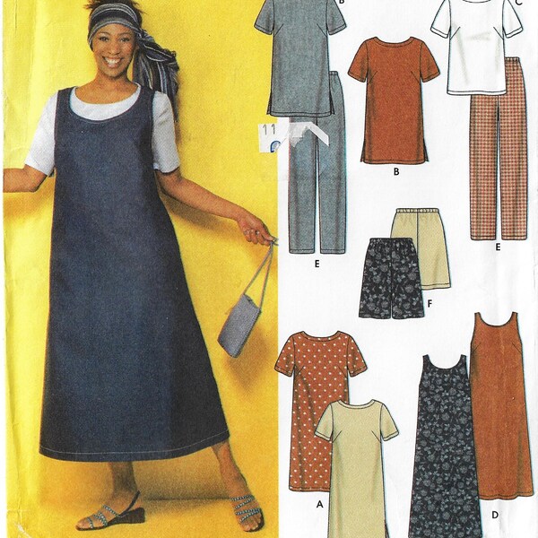 90s Einfachheit Schnittmuster 9294 Plus Size Damen Kleid oder Tunika, Top, Pullover und Hose oder Shorts Gr. 26 28 30 32 Büste 48 50 52 54 FF
