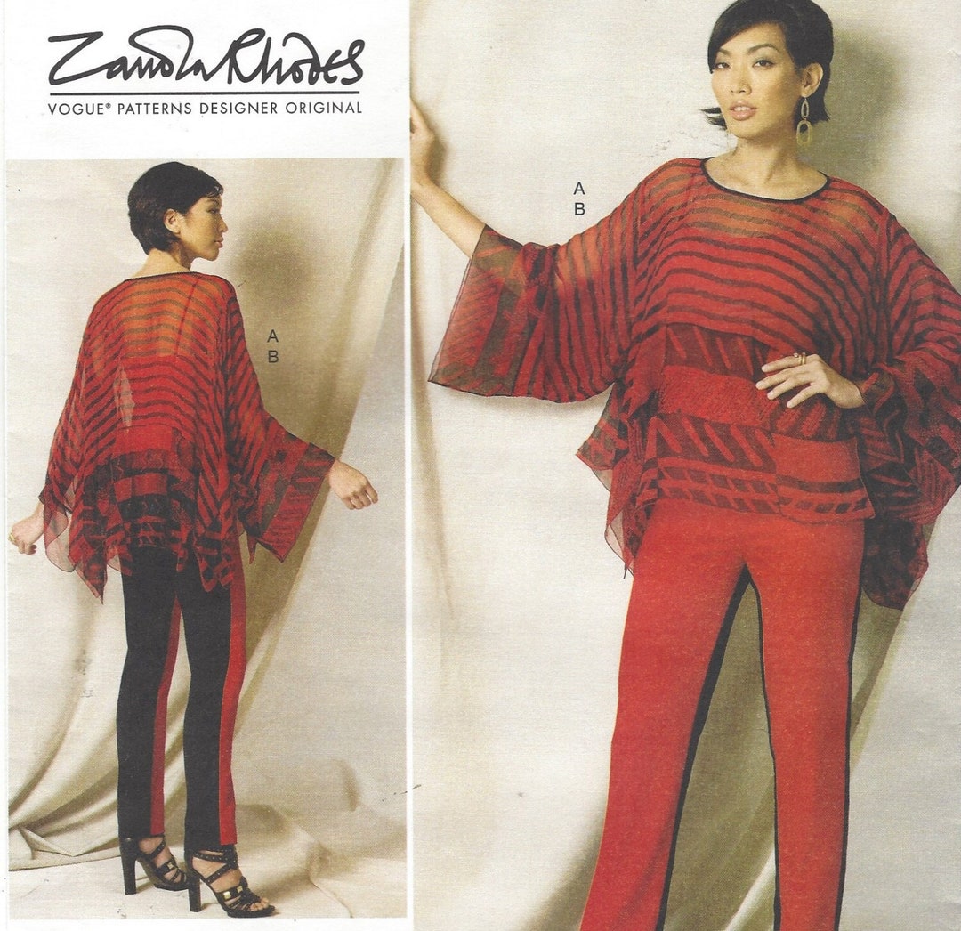Zandrra Rhodes Patterns Zandra Rhodes Tunic & Slim Pants Vogue Sewing Pattern V1491 Size 4 6 8 ...