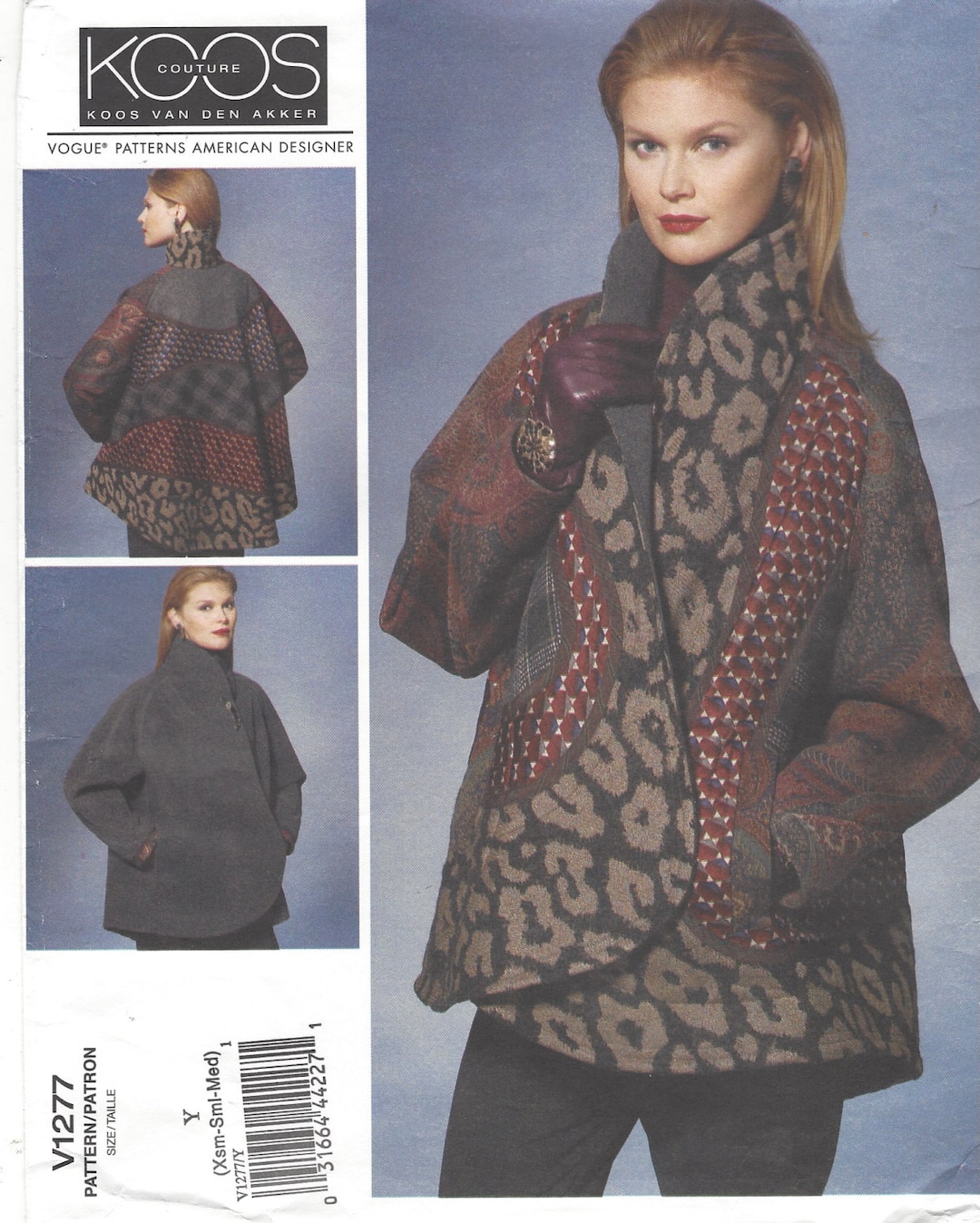 Koos Van Den Akker Reversible Jacket Vogue Sewing Pattern V1277 Size 4 ...