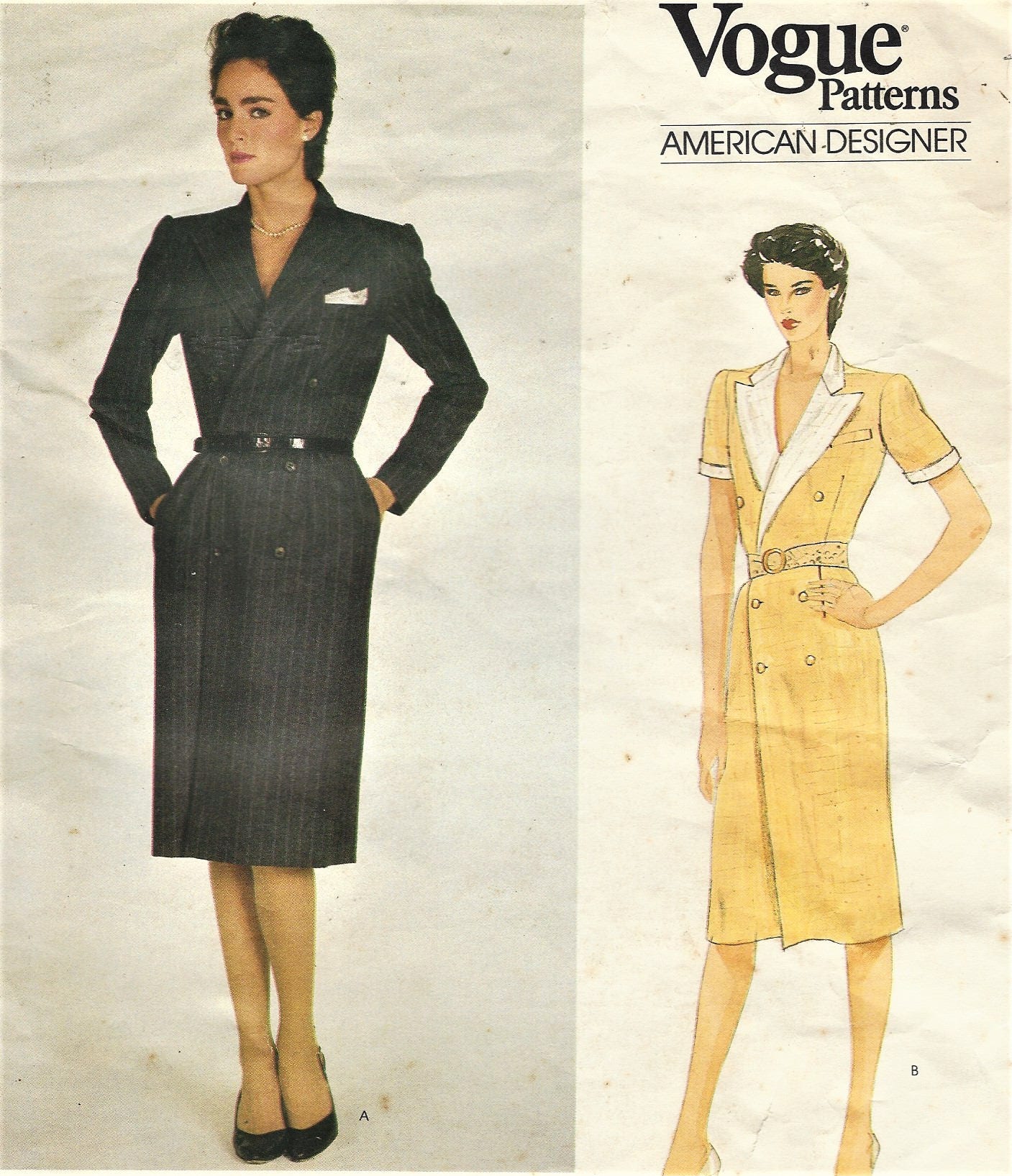 80s Ralph Lauren Womens Double Breasted Coat Dress Vogue