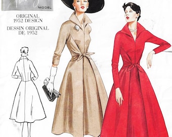 Womens 50s Mock Wrap Dress Flared Skirt Waist Tie Dress Vogue Sewing Pattern 2401 Size 6 8 10 Bust 30 1/2 to 32 1/2 FF