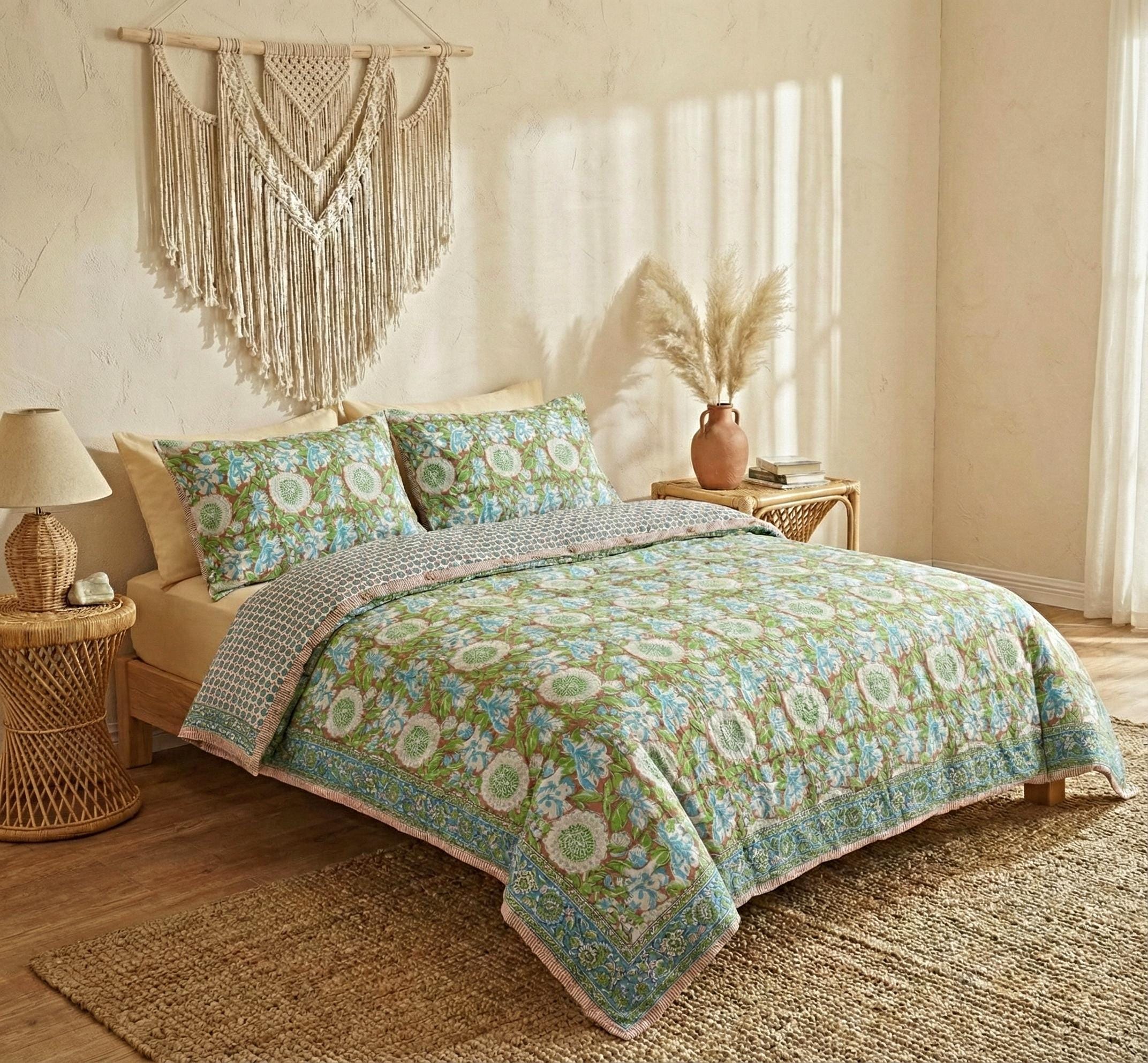 Lot De 5 Housses De Couette Indiennes Vintage Sophia-Art – Style Kantha Cousu Main, Coton Léger Réversible, Motifs Variés – Environ 132x203 Cm