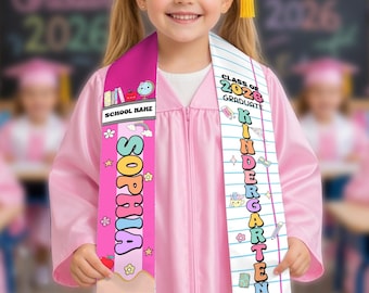 Custom Kindergarten Graduation Stole, Custom Pre-K Grad Gift, Class Of 2026 Kid Sash, Graduation Kid Gifts, Grade Stole, Toddler Sash