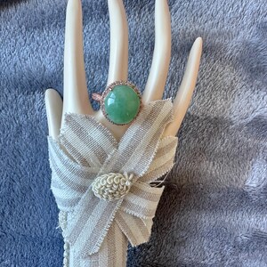 Green Jade Ring: Handmade 18K Rose Gold Plated Sterling Silver