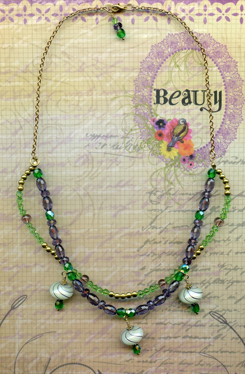 Green and Purple Glass Necklace