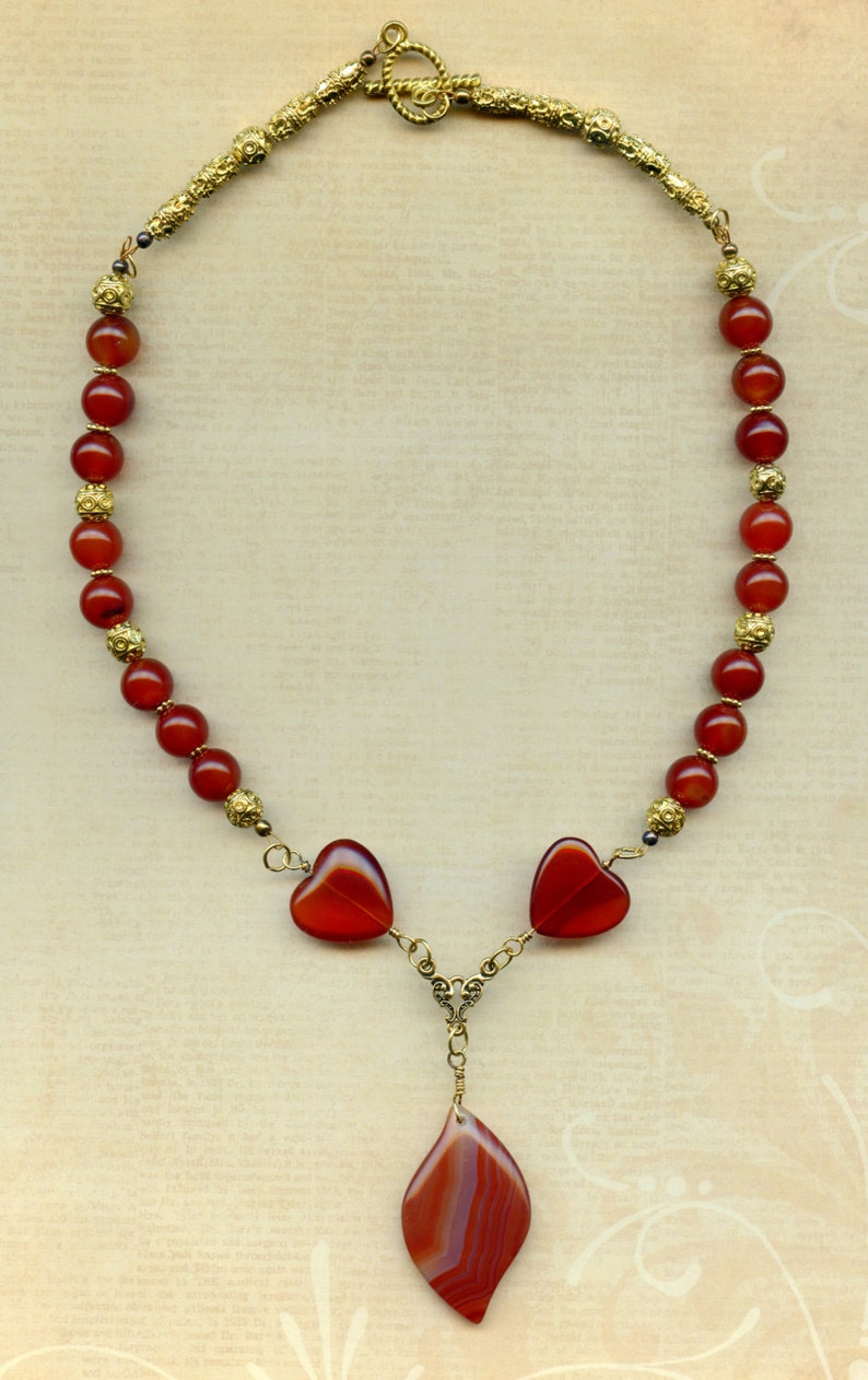 Carnelian Hearts Necklace
