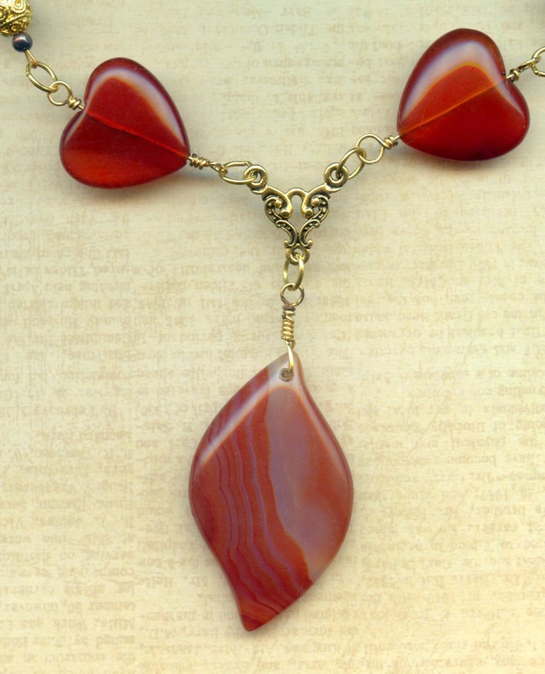 Carnelian Hearts Necklace