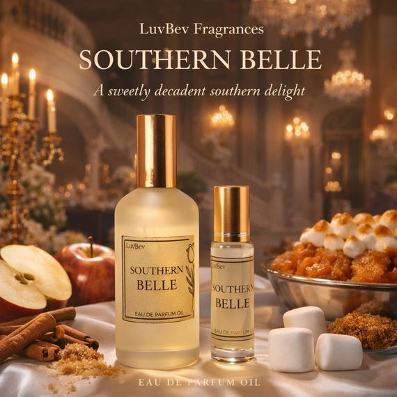 SOUTHERN BELLE - Perfume Oil: Apple, Brown Sugar,  Candied Yam ( Alcohol Free)