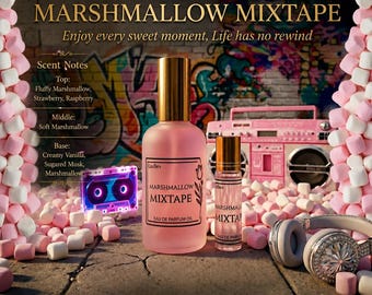 Marshmallow Mixtape - Perfume Oil: Marshmallow Vanilla Strawberry Creamy Sweet Gourmand Fragrance
