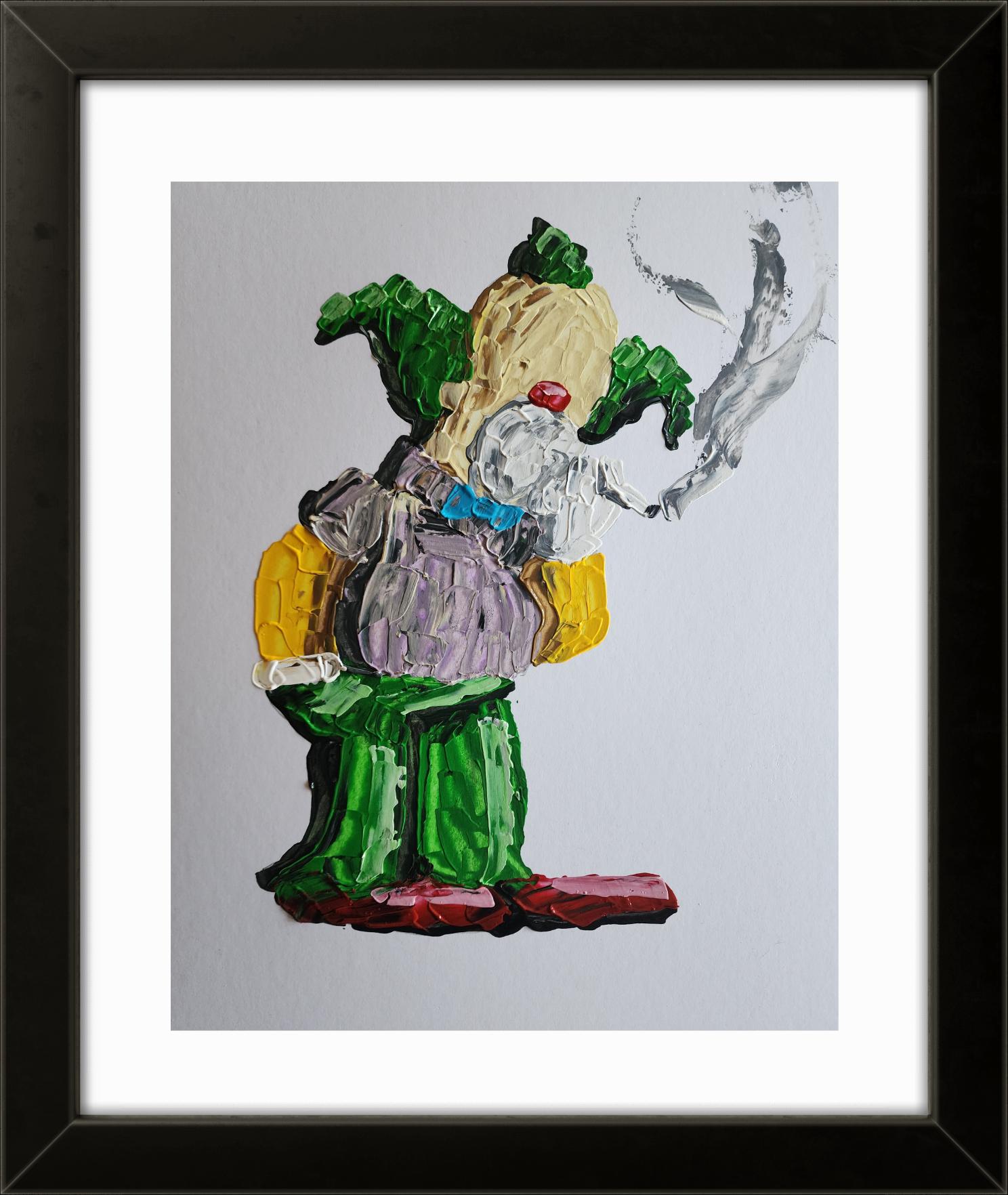 Original Painting, Krusty the Clown Abstract Pop Art Textured