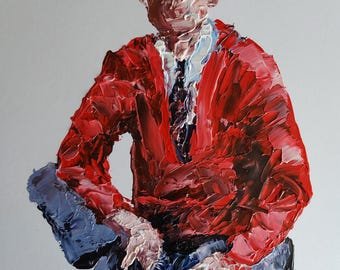 Mr Rogers Abstract Portrait Textured Palette Knife Painting Pop Art