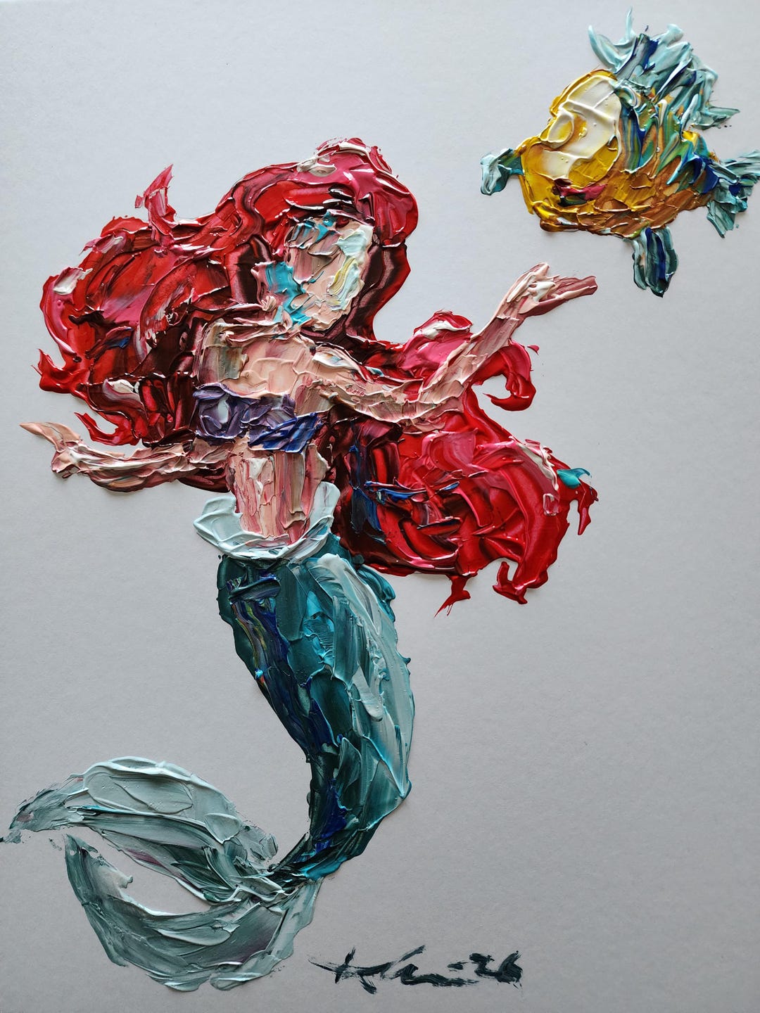 Abstract Mermaid Textured Painting: Ocean, Sea Pop Art Style, 11x14 ...