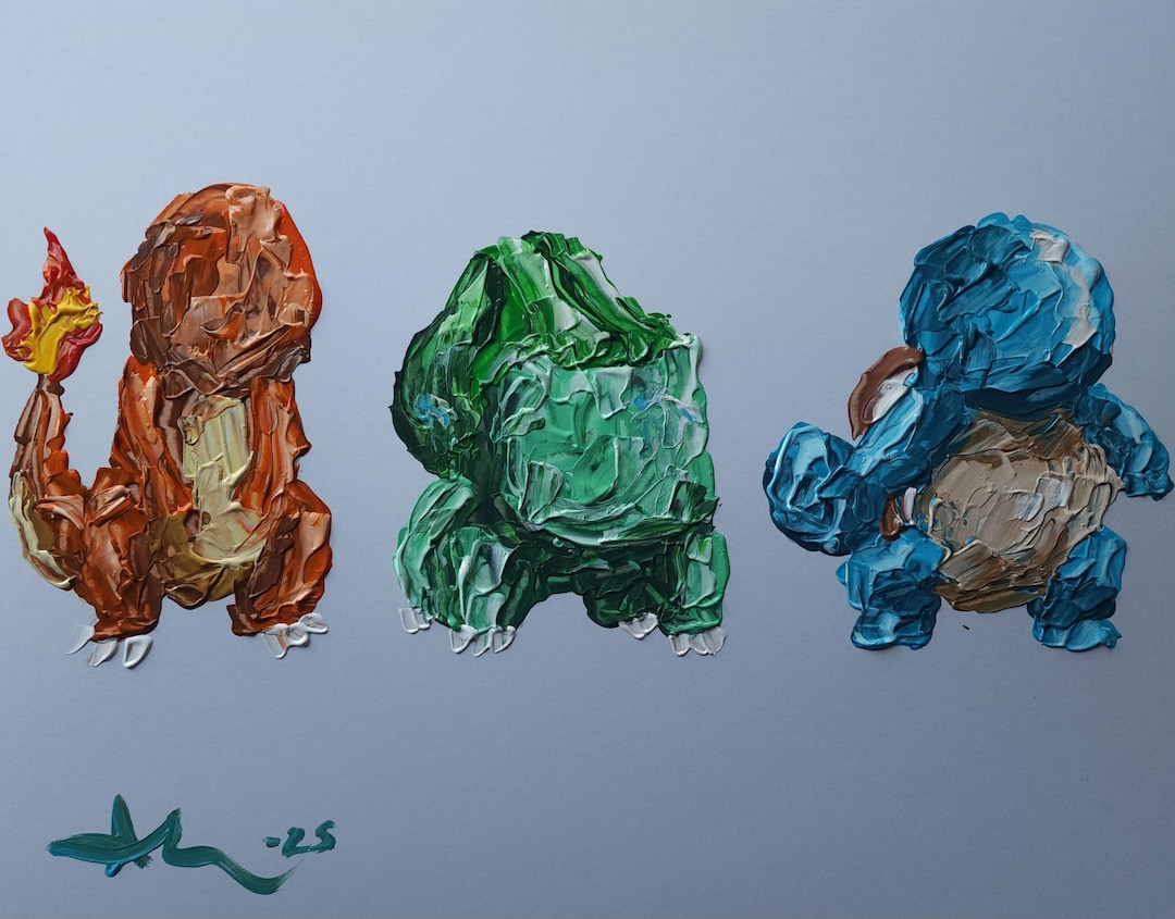Abstract Pokemon Design Original Painting Starter Pokémon Abstract Painting, Original Artwork ...