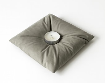Handmade Concrete Tealight Holder – Cushion Shape Cement Candle Holder for Minimalist & Scandinavian Home Decor