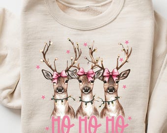 Ho Ho Ho Deer Christmas Sweatshirt, Cute Deer T-shirt, Christmas Deer Shirt, Reindeer shirt, Christmas Reindeer Shirt, Holiday Season Shirt