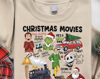 Christmas Movies Sweater, Christmas Movie Sweatshirt, Movie Night Matching Shirts, Funny Christmas Movie, Christmas Sweatshirt for Gift