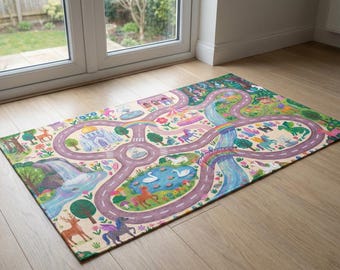 Alfombra de juego Unicorn World / Alfombra Fantasy Road para niños / Juego imaginativo sin pantallas