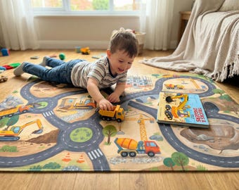 Alfombra de juego Little Builders Road, ideal para obras de construcción y para niños.